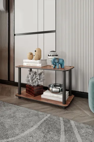 2 Katlı Dekoratif Diktörtgen Kitaplık